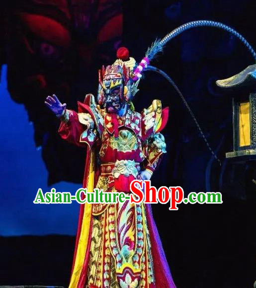 Chinese Peking Opera General Armor Costumes The Revenge of Prince Zi Dan Martial Male Apparels Garment and Headwear