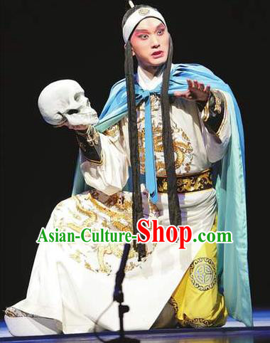Chinese Peking Opera Niche Xiao Sheng Apparels Costumes The Revenge of Prince Zi Dan Garment Young Men Clothing and Headwear