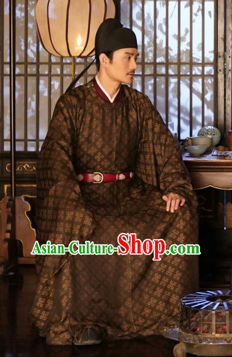 Ancient Chinese Renzong Emperor Costumes Drama Serenade of Peaceful Joy Song Dynasty Historical Garment and Headdress