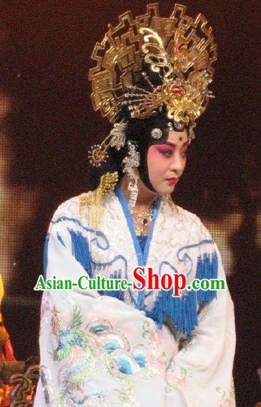 Chinese Beijing Opera Diva Su Daji Costumes Apparels Garment The Legend and Hero Peking Opera Hua Tan Imperial Consort Dress and Headdress