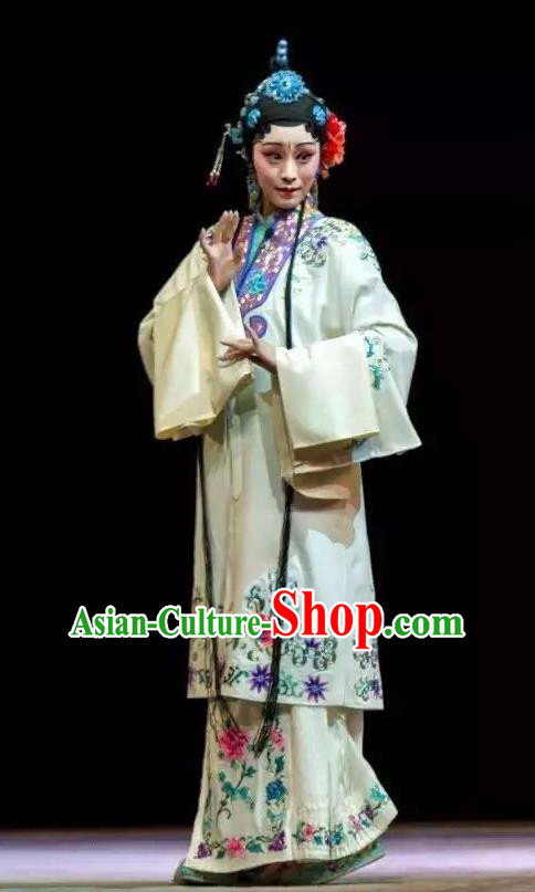 Chinese Kun Opera Diva Costumes Garment The Fragrant Companion Peking Opera Hua Tan White Dress Apparels and Headwear