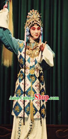 Chinese Kun Opera Taoist Nun Dress Costumes Si Fan Peking Opera Hua Tan Female Garment and Headdress