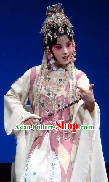Chinese Kun Opera Taoist Nun Se Kong Dress Costumes Si Fan Peking Opera Dan Female Role Pink Garment and Headwear