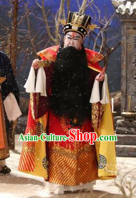 Chinese Historical Beijing Opera Old Men Costumes Cao Cao And Yang Xiu Apparels Elderly Male Garment and Hat