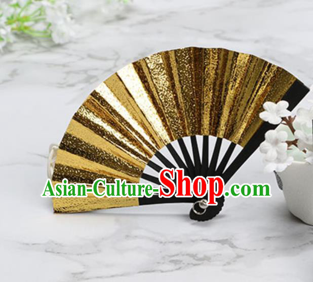 Chinese Traditional Little Golden Paper Fans Handmade Accordion Classical Dance Folding Fan