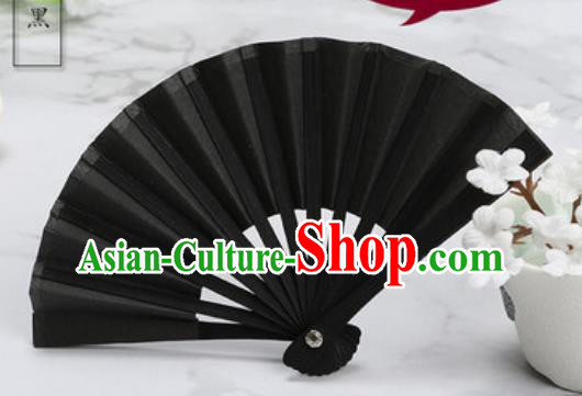 Chinese Traditional Little Black Paper Fans Handmade Accordion Classical Dance Folding Fan