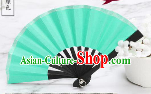 Chinese Traditional Little Green Paper Fans Handmade Accordion Classical Dance Folding Fan