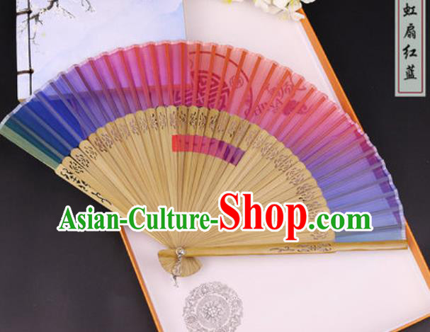 Chinese Traditional Silk Bamboo Fans Handmade Accordion Classical Dance Folding Fan