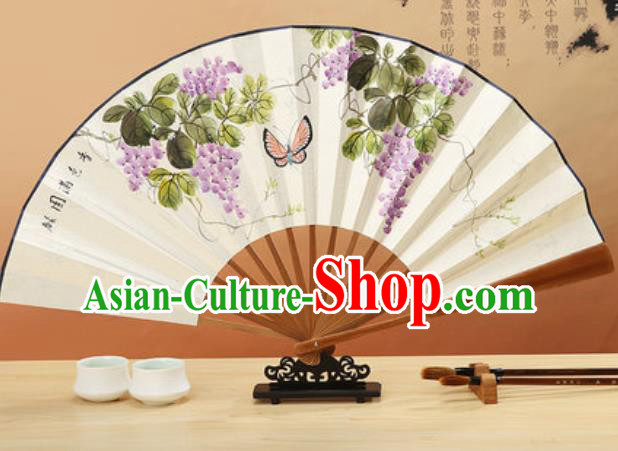 Chinese Traditional Hand Painting Grape Paper Fan Classical Dance Accordion Fans Folding Fan