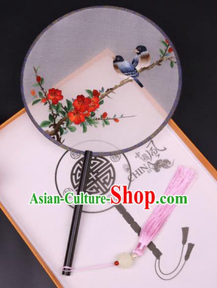 Handmade Chinese Embroidered Red Begonia Silk Fans Traditional Classical Dance Palace Fan for Women