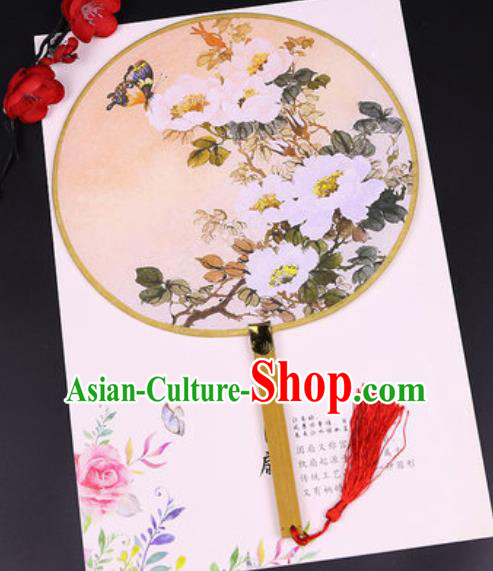 Chinese Traditional Printing Peony Butterfly Silk Fans Handmade Classical Dance Palace Fan for Women