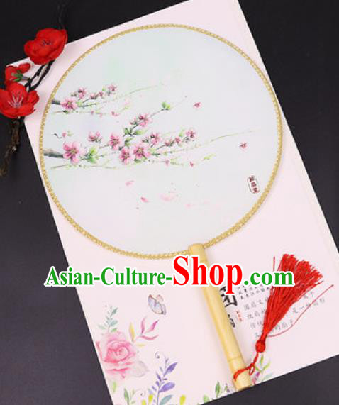 Chinese Traditional Printing Peach Blossom Silk Fans Handmade Classical Dance Palace Fan for Women