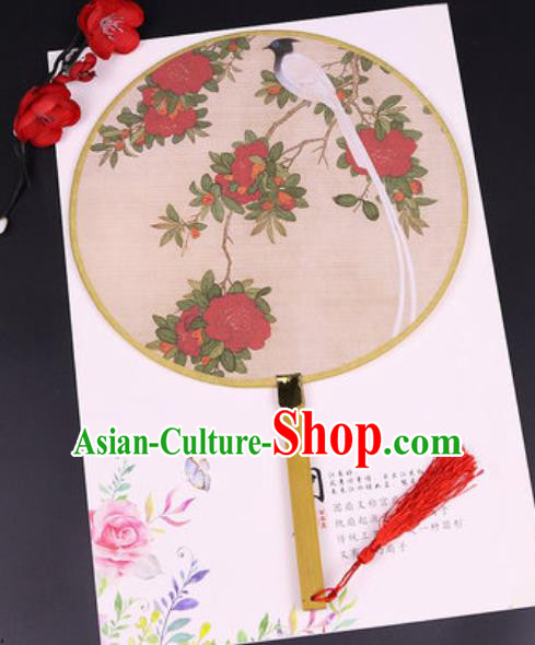 Chinese Traditional Printing Red Peony Silk Fans Handmade Classical Dance Palace Fan for Women