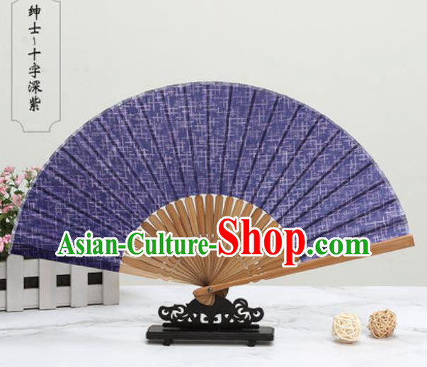 Chinese Traditional Purple Silk Fan Classical Dance Accordion Fans Folding Fan