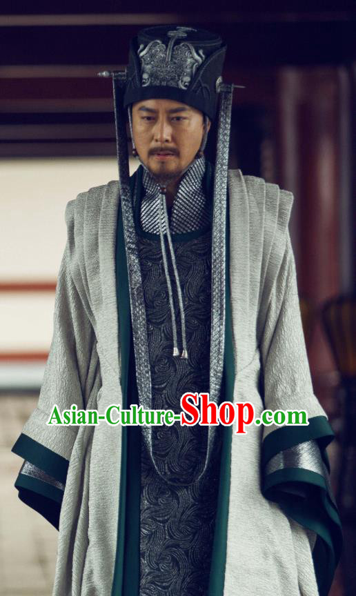 Chinese Ancient Chancellor of Qing Drama Qing Yu Nian Joy of Life Lin Ruofu Replica Costume and Hat for Men