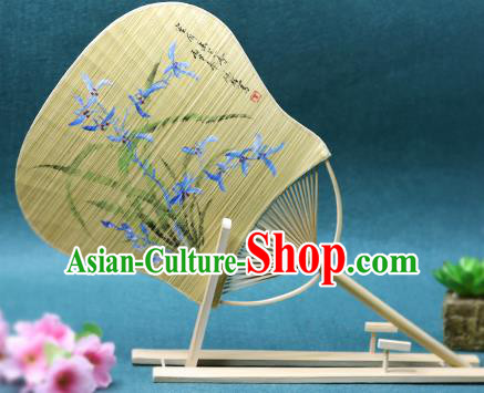 Handmade Chinese Ink Painting Orchids Fans Traditional Classical Dance Bamboo Palace Fan for Women