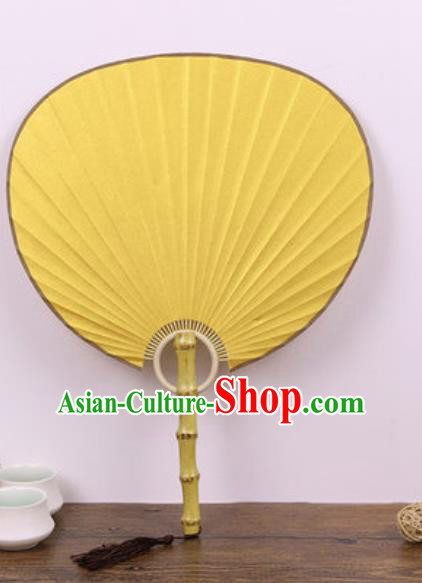 Handmade Chinese Yellow Paper Fans Traditional Classical Dance Fan for Women