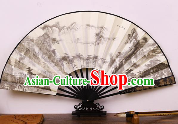 Handmade Chinese Printing Landscape Bamboo Silk Fan Traditional Classical Dance Accordion Fans Folding Fan