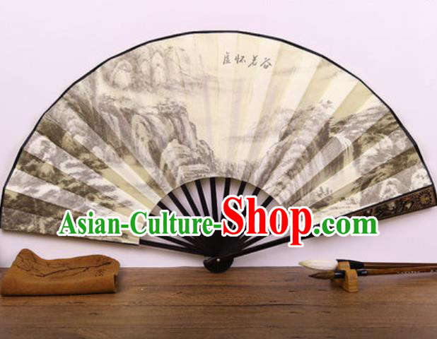 Handmade Chinese Ink Painting Modest Carving Fan Traditional Classical Dance Accordion Fans Folding Fan
