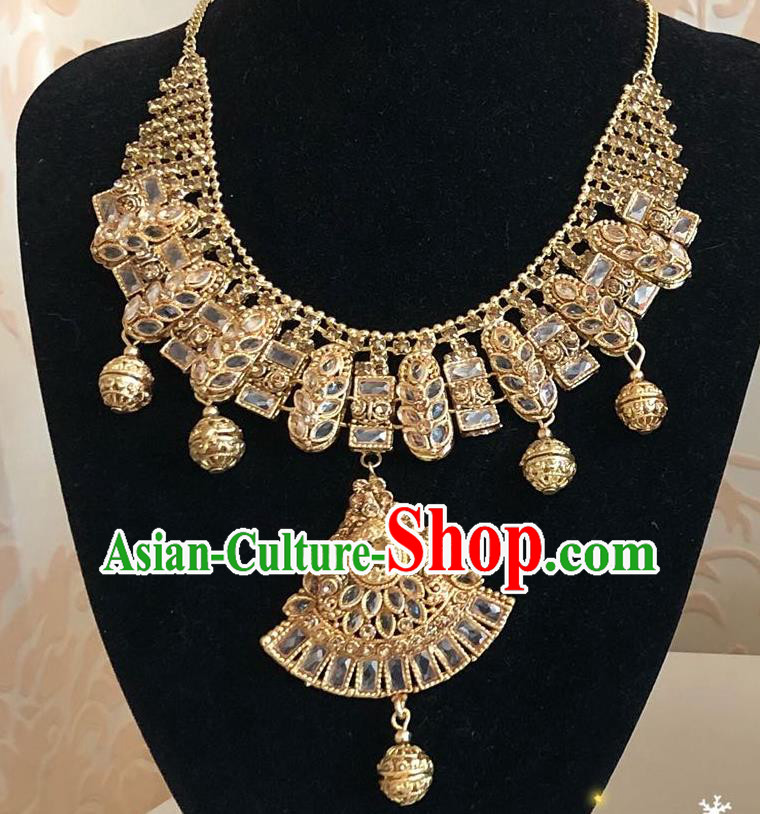 Indian Traditional Wedding Golden Necklace Asian India Bride Jewelry Accessories for Women