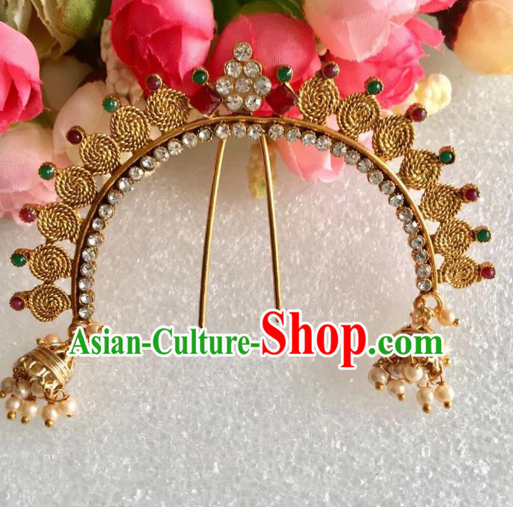 Indian Traditional Wedding Crystal Hairpin Asian India Bride Hair Jewelry Accessories for Women