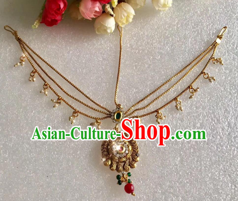 Indian Traditional Wedding Golden Eyebrows Pendant Asian India Bride Headwear Jewelry Accessories for Women