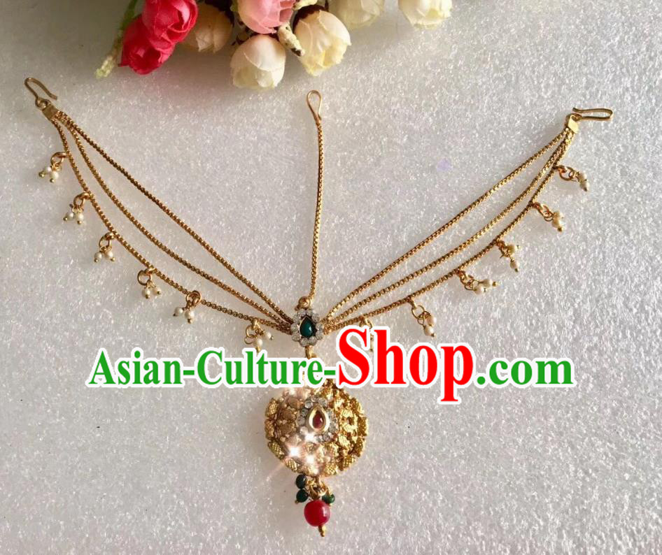 Indian Traditional Wedding Golden Chain Eyebrows Pendant Asian India Bride Headwear Jewelry Accessories for Women