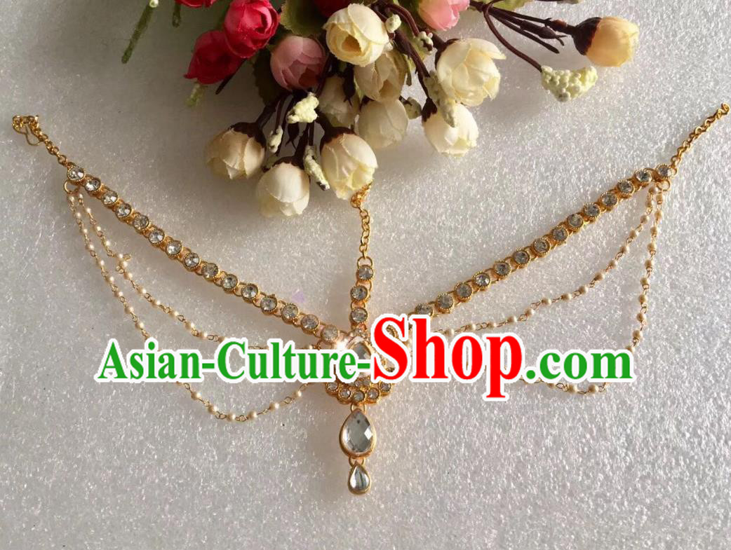 Indian Traditional Wedding Crystal Eyebrows Pendant Asian India Bride Headwear Jewelry Accessories for Women