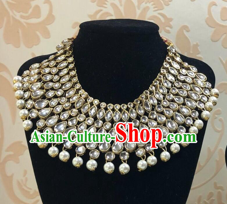 Indian Traditional Wedding Pearls Necklace Asian India Bride Jewelry Accessories for Women