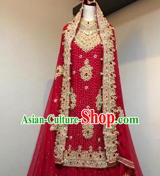 Indian Traditional Wedding Embroidered Lehenga Dress Asian Hui Nationality Bride Costume for Women