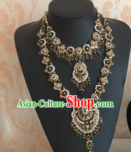 Indian Court Traditional Wedding Necklace Asian India Bride Jewelry Accessories for Women