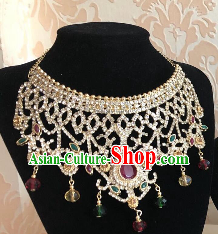 Indian Court Traditional Wedding Colorful Gems Necklace Asian India Bride Jewelry Accessories for Women