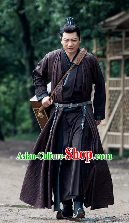 Chinese Ancient Notary Wang Qinian Drama Qing Yu Nian Joy of Life Replica Costume and Headpiece Complete Set