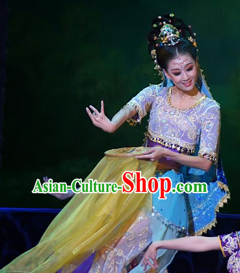 Chinese Traditional Dance Si Lu Hua Yu Purple Dress Classical Dance Flying Apsaras Stage Performance Costume for Women