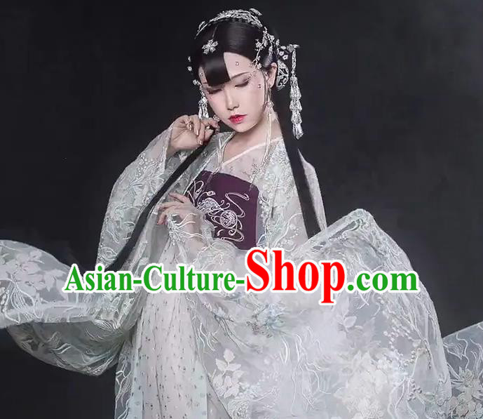 Chinese Dance National Treasure White Hanfu Dress Traditional Classical Dance Stage Performance Costume for Women