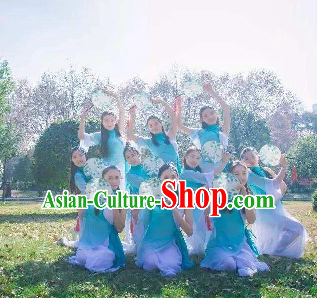 Chinese Annual Rings Dance Green Dress Traditional Classical Dance Stage Performance Costume for Women