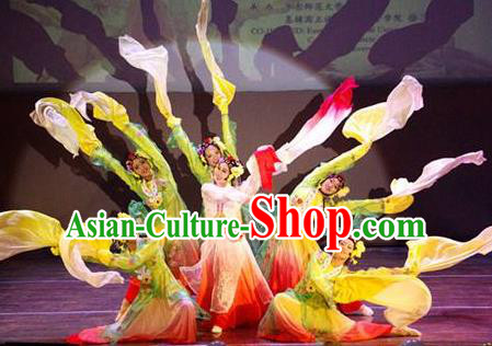 Chinese Flowers Contend in Beauty Classical Dance Dress Traditional Beijing Opera Dance Stage Performance Costume for Women