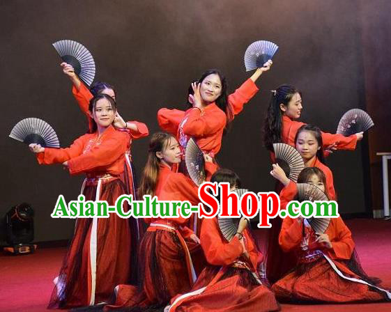 Chinese MangZhong Dance Red Hanfu Dress Traditional Classical Dance Stage Performance Costume for Women
