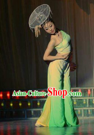 Chinese Rain Bamboo Dai Nationality Dance Green Outfits Traditional Classical Dance Stage Performance Costume for Women