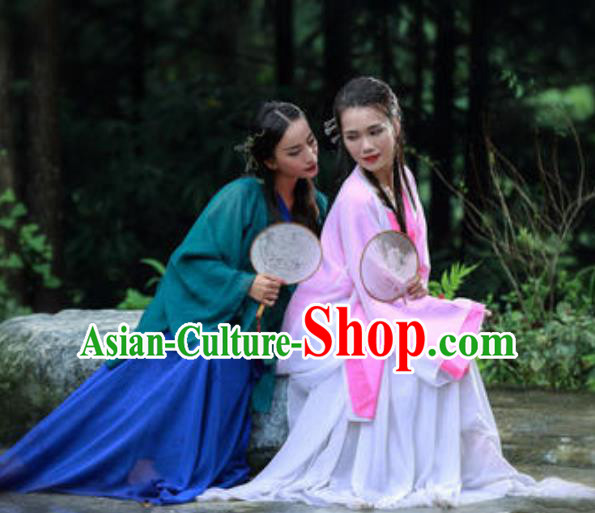 Chinese Duet Fan Dance Green Snake Dress Traditional Classical Dance Stage Performance Costume for Women