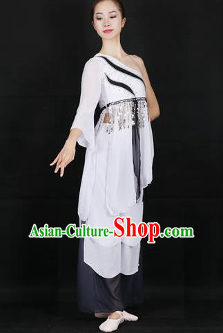 Chinese Feng He Yu Li Folk Dance White Dress Traditional Classical Dance Stage Performance Costume for Women