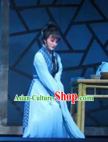 Chinese Shaoxing Opera Country Woman Garment Dress Costumes and Headpieces Li Hua Qing Yue Opera Young Female Apparels