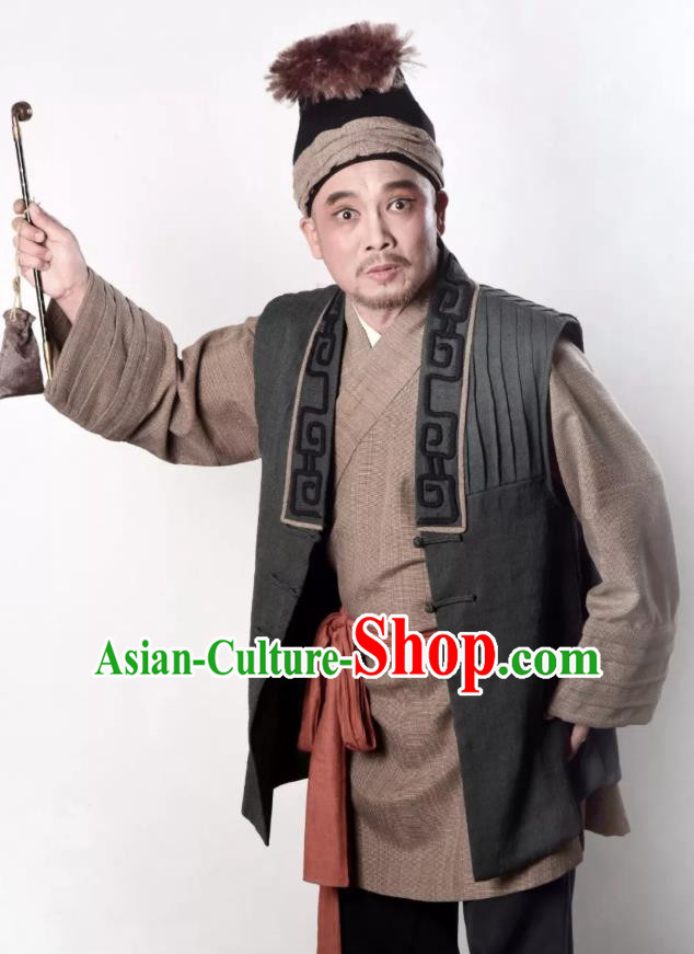 A Song of The Travelling Son Chinese Yue Opera Male Role Apparels and Headwear Shaoxing Opera Civilian Man Garment Costumes