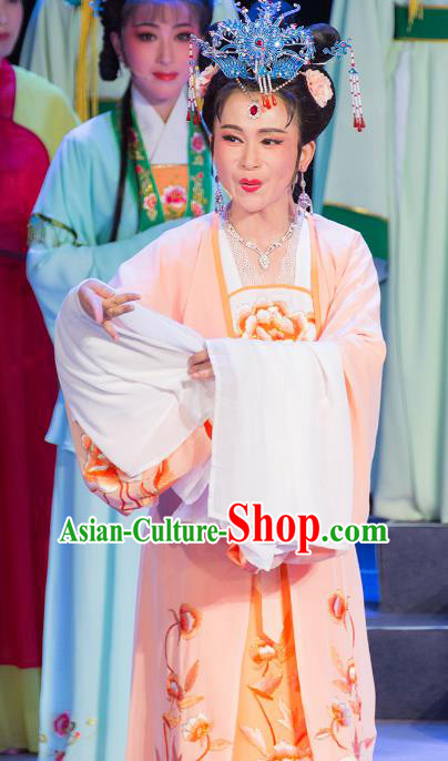 Chinese Shaoxing Opera Court Lady Pink Dress Costumes and Headpieces Palm Civet for Prince Yue Opera Actress Imperial Consort Apparels Garment