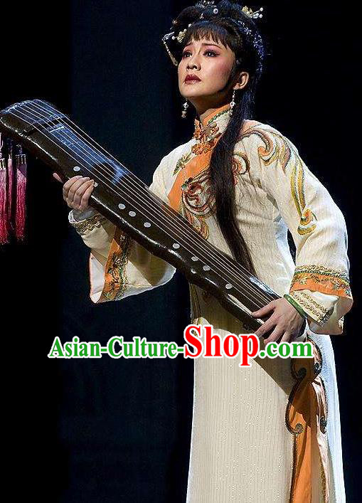 Chinese Shaoxing Opera Actress Qing Dynasty Dress Costumes and Headpieces Eternal Love Yue Opera Hua Tan Apparels Chang Mingying Garment