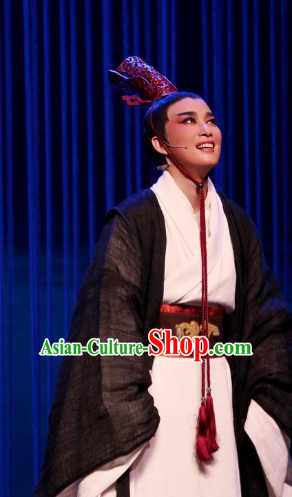 Chinese Yue Opera Xiaosheng Qian Chu Young Male and Headwear Shaoxing Opera King Wu Yue Garment Niche Apparels Costumes