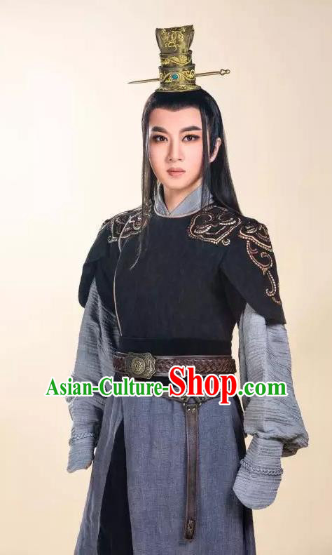 Chinese Yue Opera Prince Costumes and Headwear Shaoxing Opera King Wu Yue Young Male Apparels Xiaosheng Garment