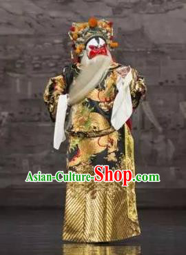 Chinese Kun Opera Painted Face Role Apparels The Peach Blossom Fan Peking Opera Garment Elderly Male Costumes and Hat