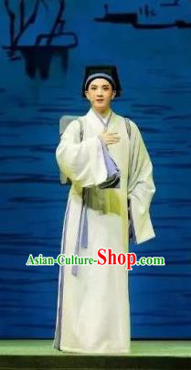 A Song of The Travelling Son Chinese Yue Opera Young Male Costumes Apparels and Headwear Shaoxing Opera Xiaosheng Scholar Garment