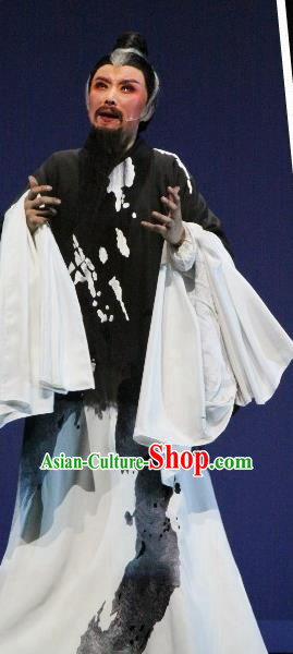 Chinese Yue Opera Old Man Garment and Headwear Shaoxing Opera Laosheng Qing Teng Kuang Ge Elderly Male Xu Wei Apparels Costumes